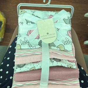 7 pack receiving blankets/baby girl blankets. NWT various designs